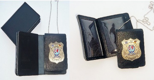 Echt Leder Ausweismappe Größe: 12 x 8,5 cm x 1,8 cm mit IPA Badge Deutschland integriert; 3 Fächer davon 2 mit Klarsichtfenster, herausnehmbares Badge um an Gürtel oder Hals zu tragen;