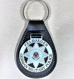 Schlüsselanhänger Feldjäger - German Military Police Gr. ø 40 mm mit Schwinglasche auf Lederrücken und Schlüsselring