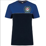 IPA T-Shirt, 60% BW/40% recyceltes Polyester, royal blau/marineblau mit gesticktem IPA-Emblem